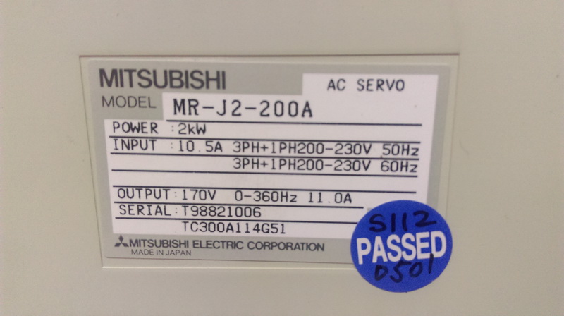 MITSUBISHI MR-J2-200A - PLC DCS SERVO Control MOTOR POWER SUPPLY